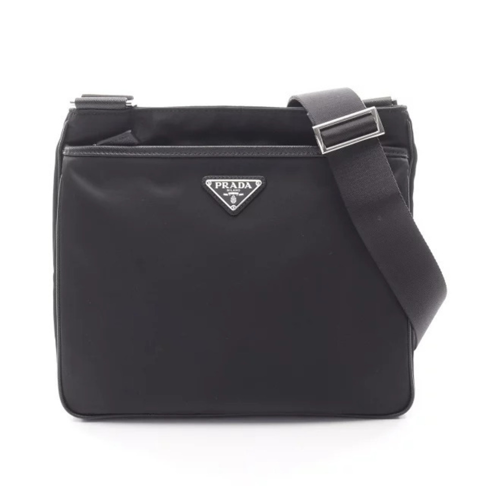 Prada Saffiano Bag Black Leather Shoulder Re - Picture 2 of 4